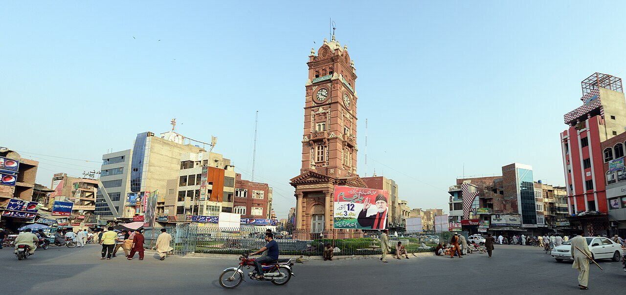 The Clock Tower (Ghanta Ghar), the landmark at the centre of Faisalabad's eight historic bazaars